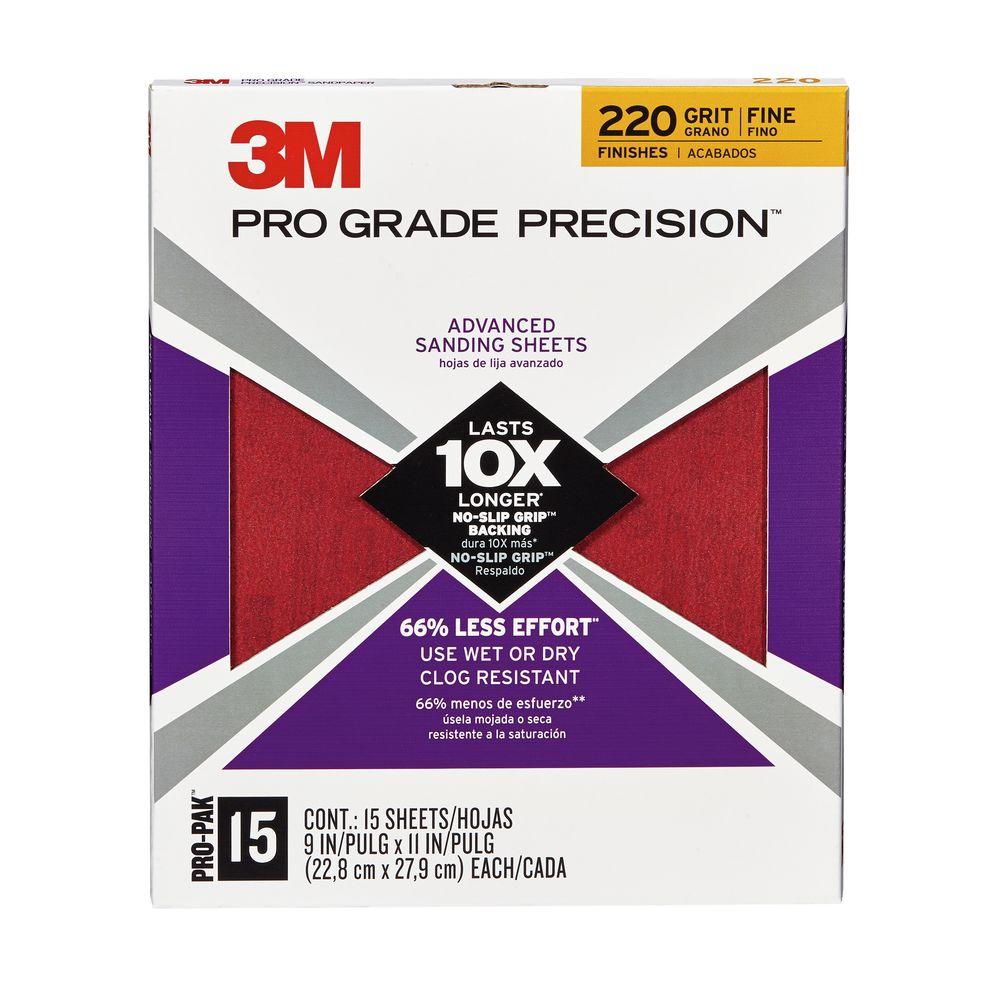 3M Pro Grade Precision 9 in. x 11 in. 220 Grit Fine Advanced Sanding
