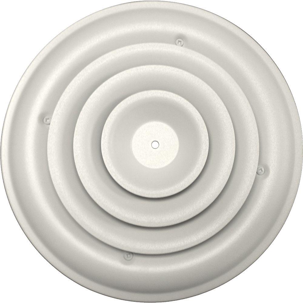 SPEEDIGRILLE 8 in. Round Ceiling Air Vent Register, White with Fixed
