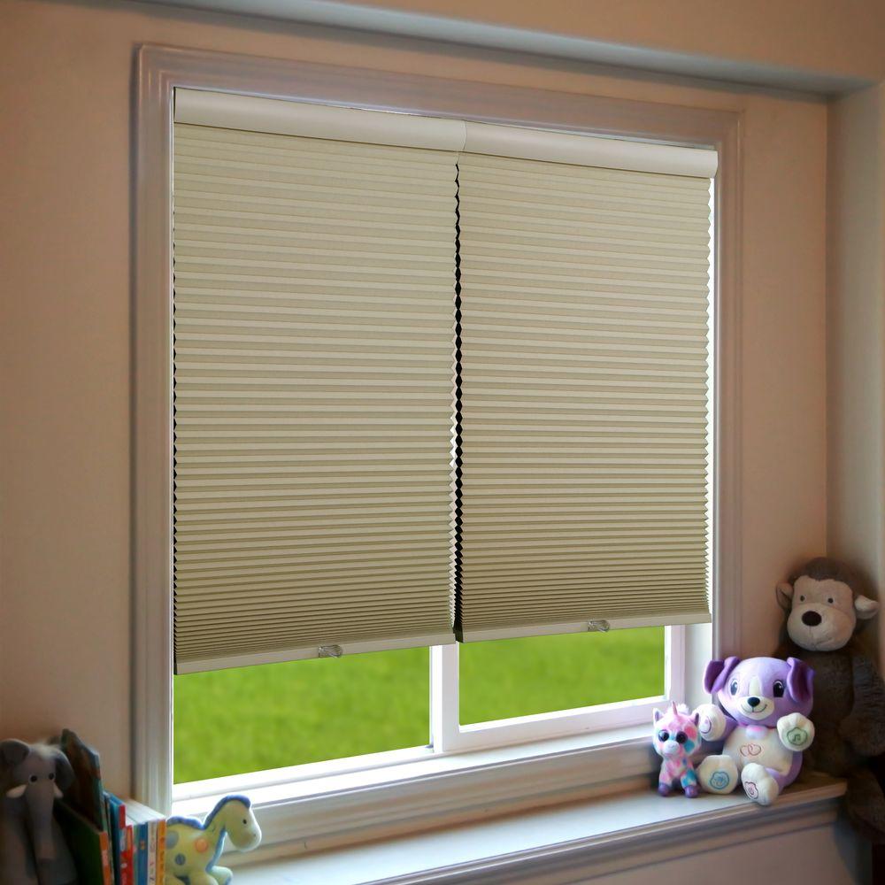 Perfect Lift Window Treatment Khaki Cordless Blackout Cellular Shade Perfect Lift Window Treatment Khaki Cordless Blackout Cellular Shade 46 5 In W X 48