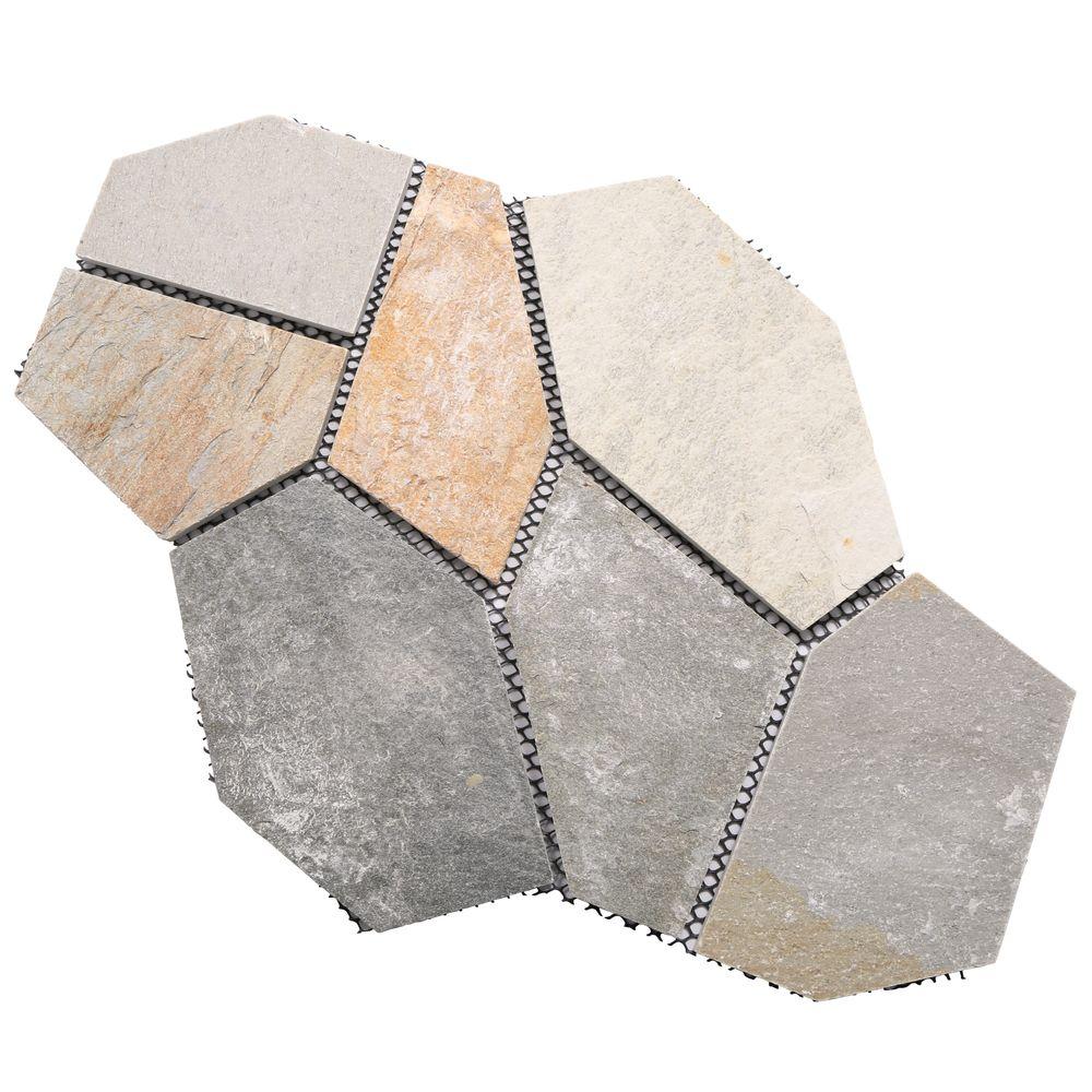 Golden Harvest 12 in. x 12 in. Natural Quartzite Floor and Wall Tile (5 ...