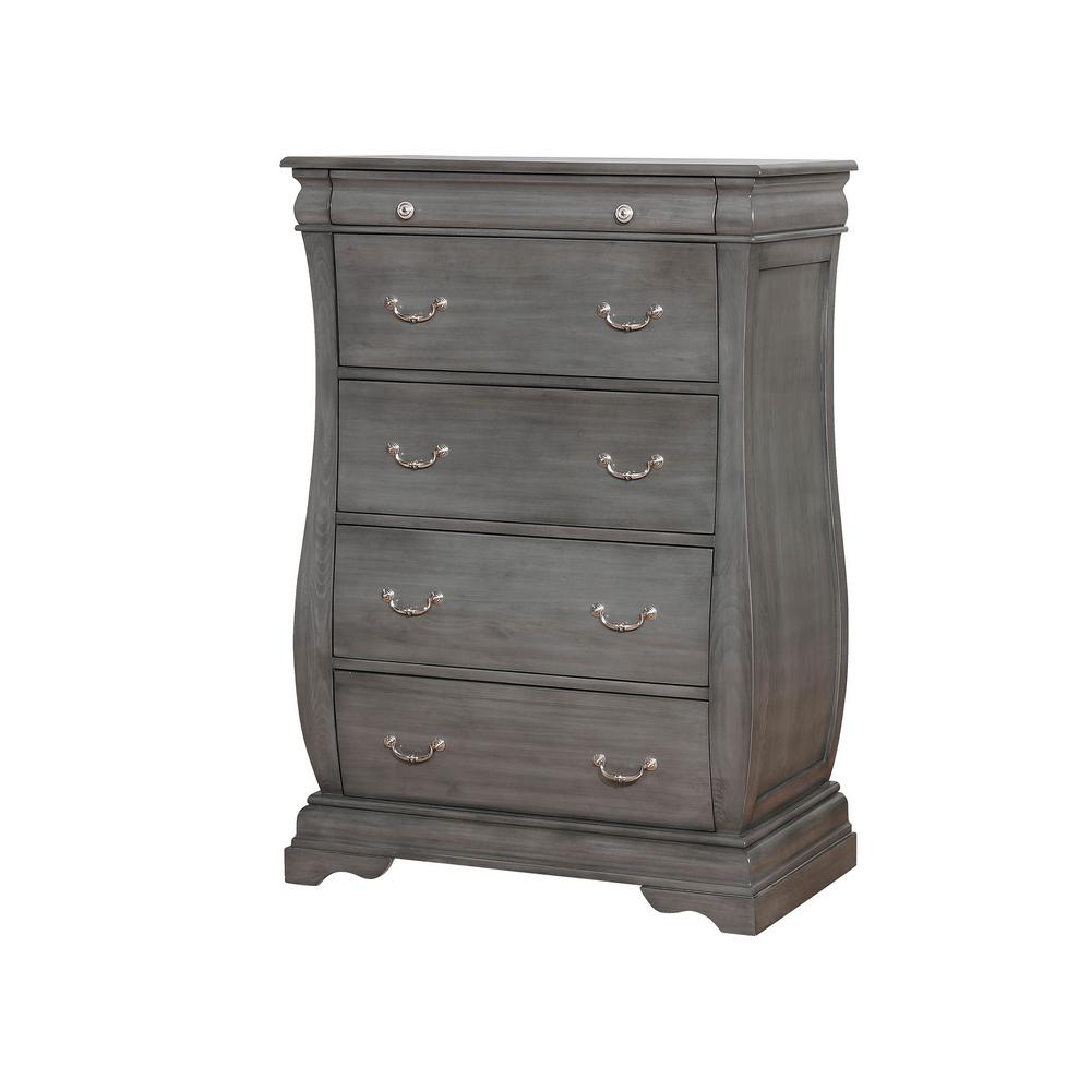 William S Home Furnishing Brunswick 5 Drawers Gray Transitional William S Home Furnishing Brunswick 5 Drawers Gray Transitional Style Chest