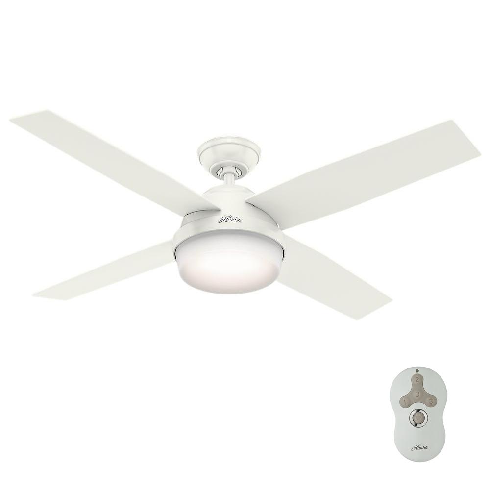 Hunter Dempsey 52 In Led Indoor Outdoor Fresh White Ceiling Fan Led Indoor Outdoor Fresh White Ceiling Fan With Light