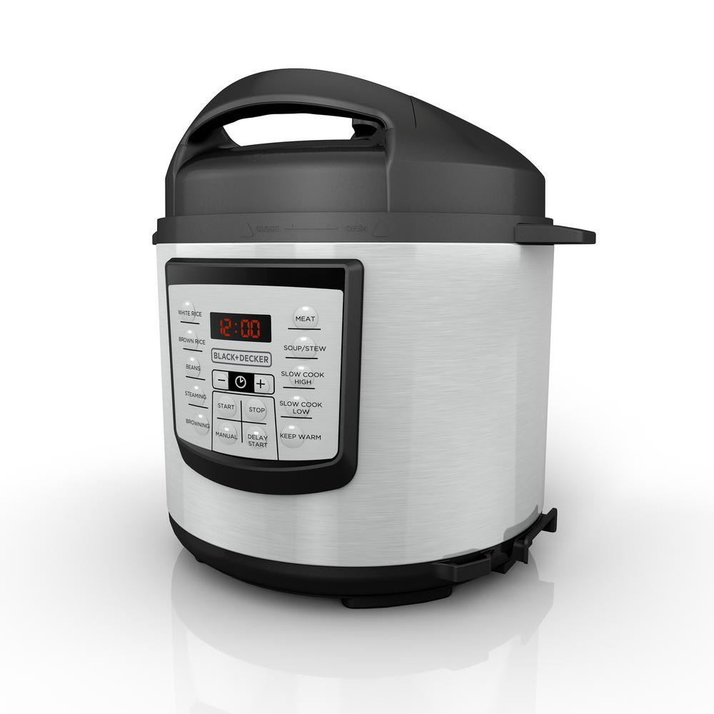 BLACK+DECKER 6 Qt. Stainless Steel Digital Pressure Cooker with Serving