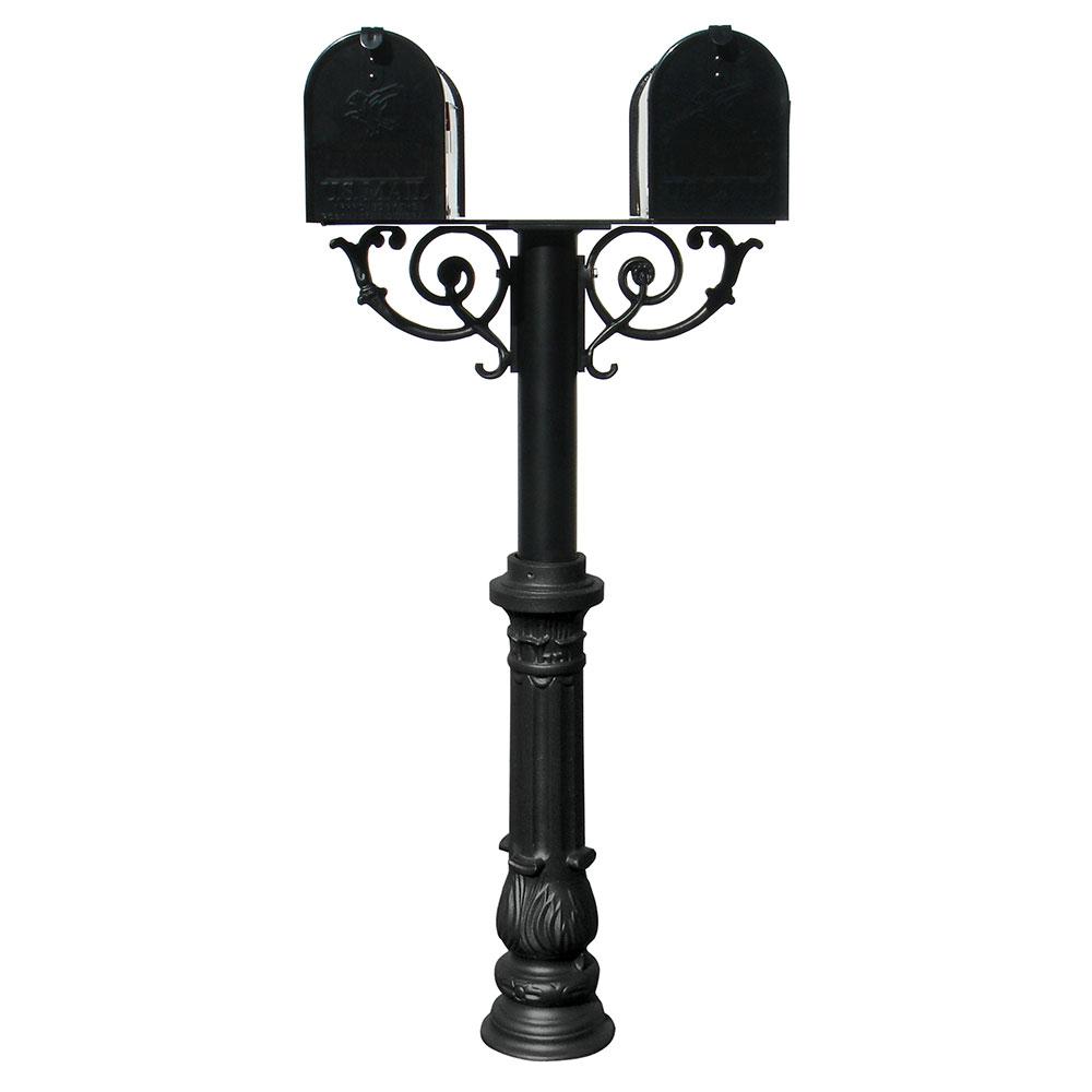 QualArc Hanford Twin Black Post System NonLocking Mailbox with Scroll