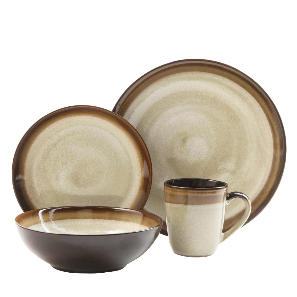 UPC 085081144089 product image for Couture Bands 16-Piece Cream andBrown Dinnerware Set | upcitemdb.com