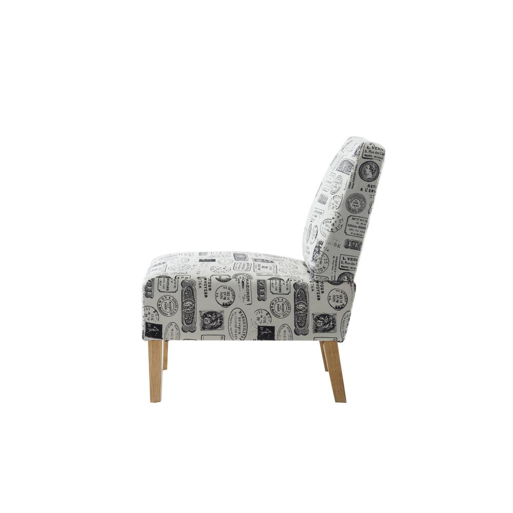 Harper Bright Designs White Letter Fabric Armless Accent Chair