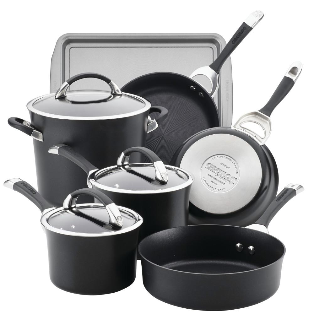 Symmetry 9 Piece Black Hard Anodized Nonstick Cookware Set Plus Bonus Bakeware Symmetry 9 Piece Black Hard Anodized Nonstick Cookware Set Plus Bonus Bakeware