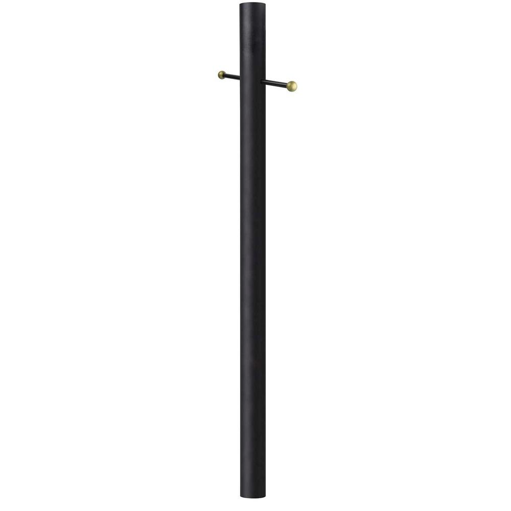 Solus 7 Ft Black Outdoor Direct Burial, Black Aluminum Lamp Post