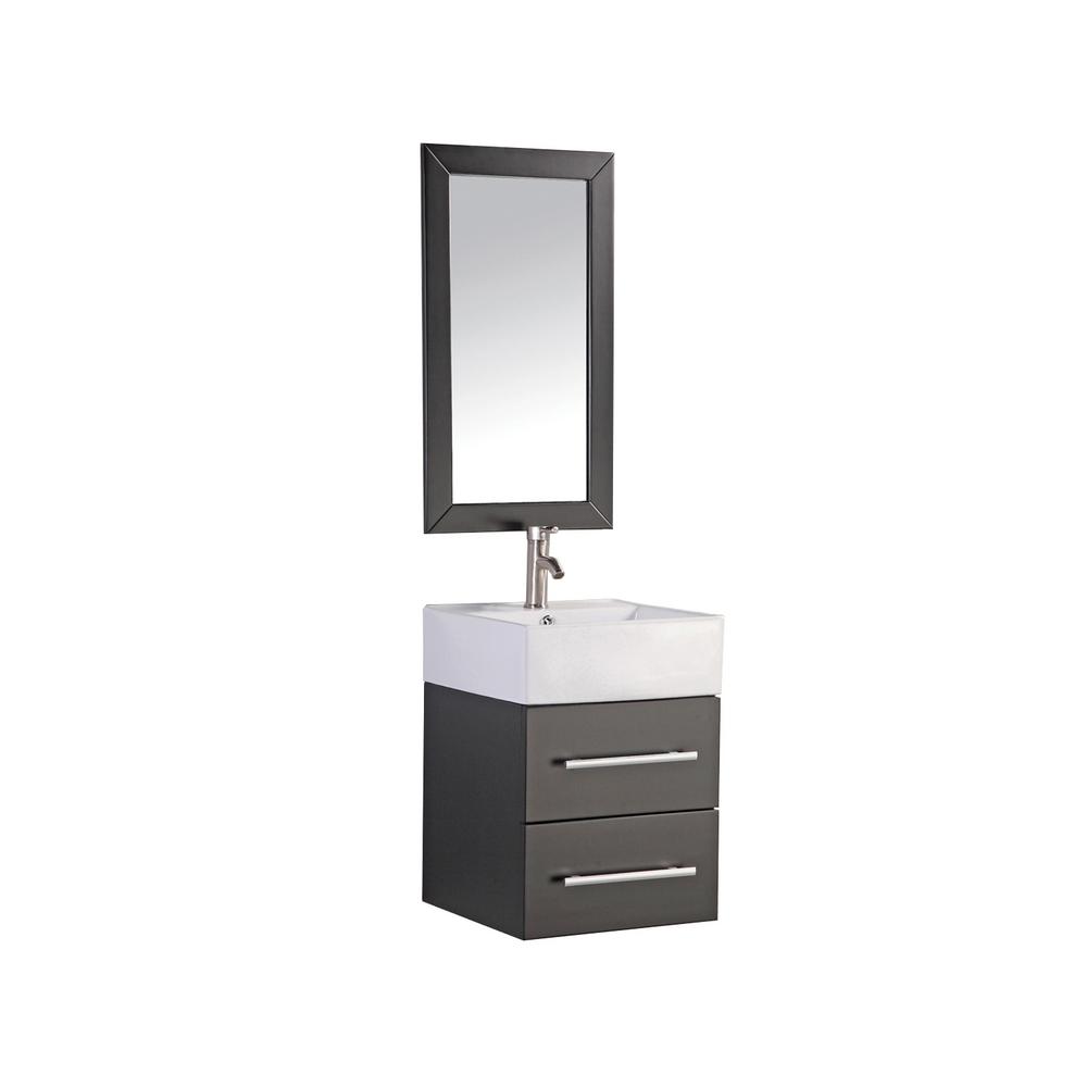 Nepal 18 in. W x 18 in. D x 25.6 in. H Vanity in Espresso with Porcelain Vanity Top in White