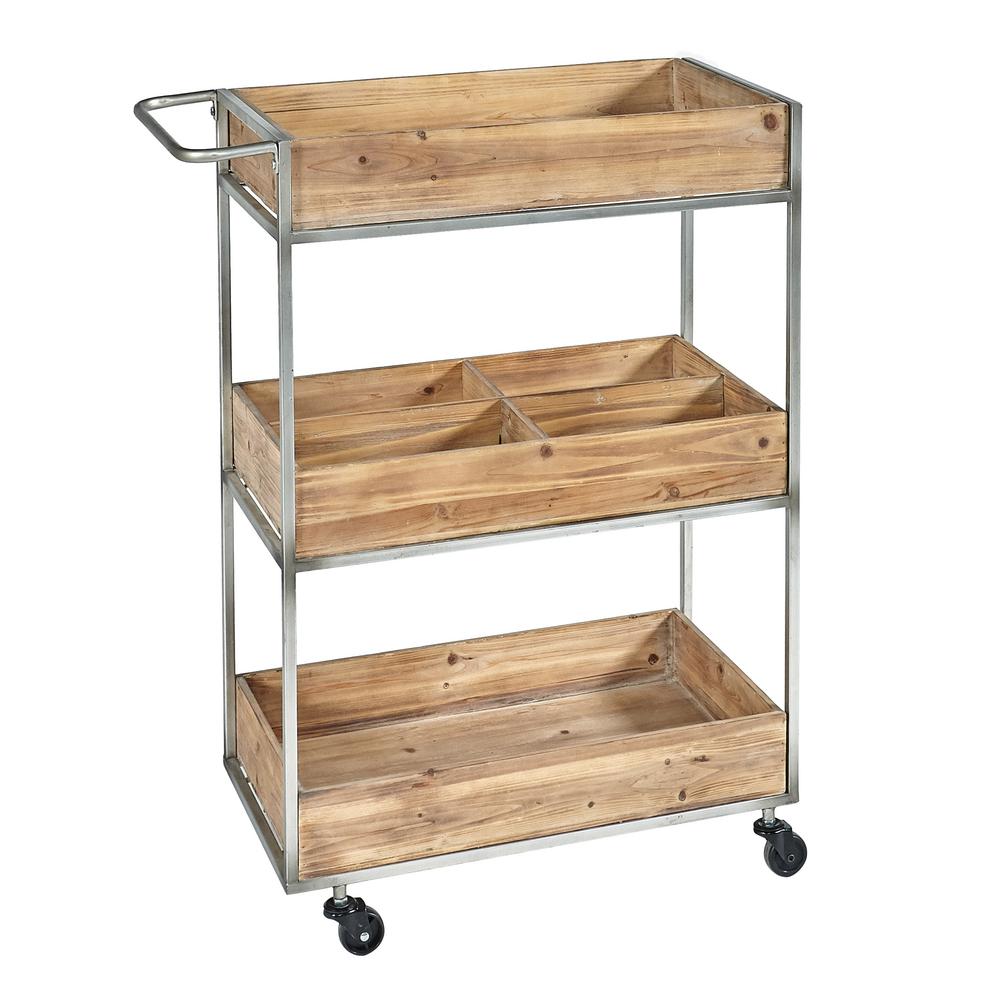 Serving Cart Rustic Bar Carts Kitchen Dining Room Furniture Vista Metal And Wood Cart