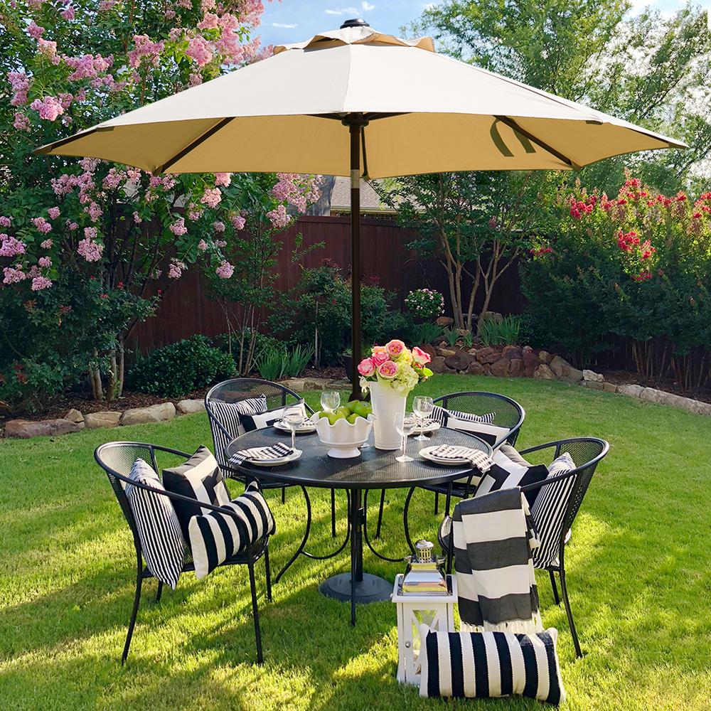 Abba Patio 9 Ft Aluminum Market Sunbrella Auto Tilt Patio Umbrella In Beige Ap9388ctbnb 1 The Home Depot