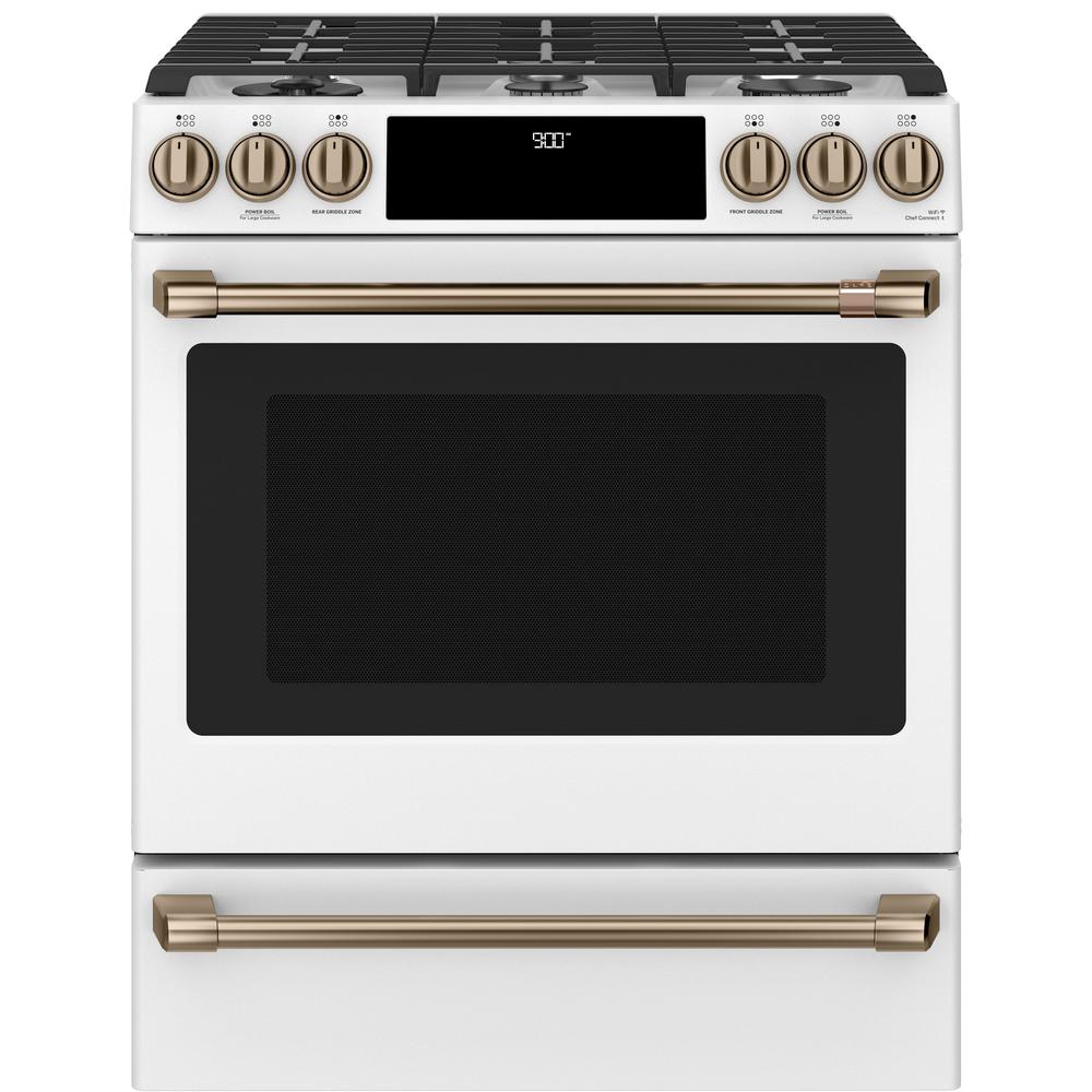 Ge Cafe Dual Fuel Range Double Oven   Matte White Cafe Single Oven Dual Fuel Ranges C2s900p4mw2 64 1000 