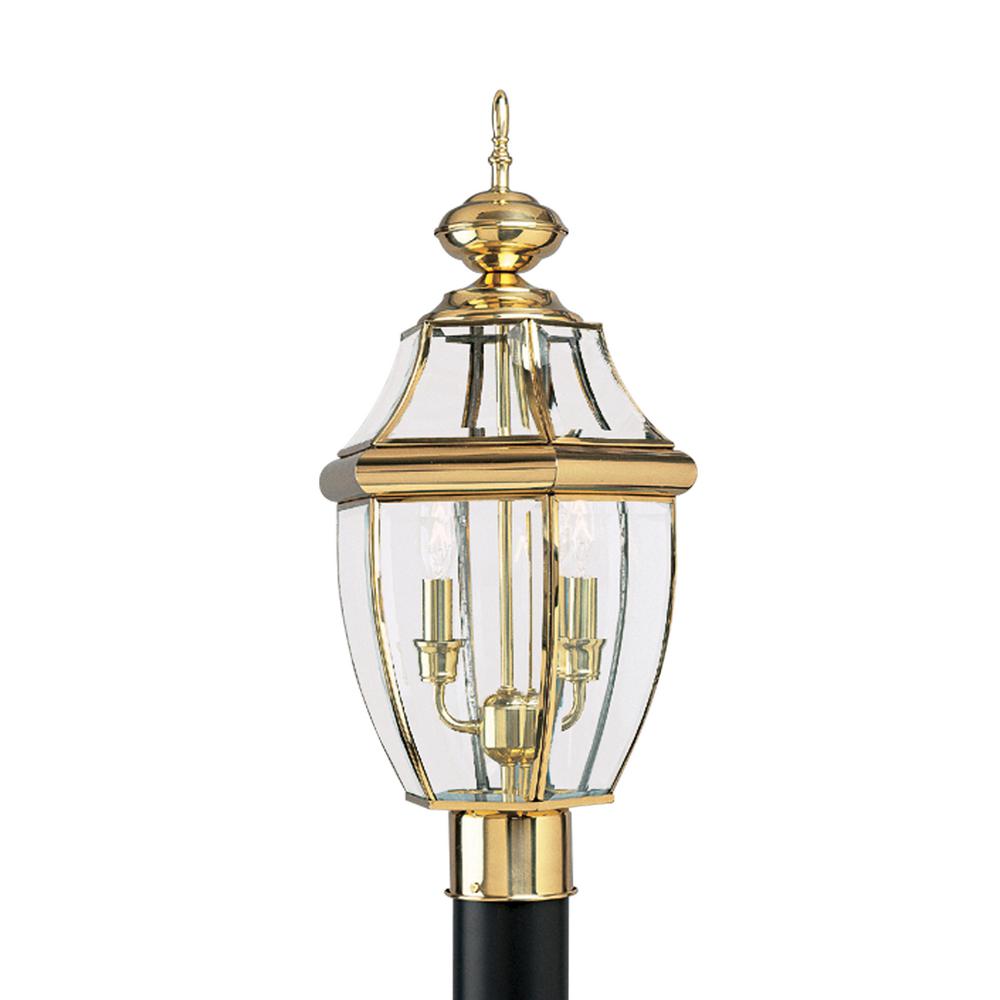 Brass Gold Post Lighting Outdoor The Home Depot Lancaster 2 Light Outdoor Polished Brass Post