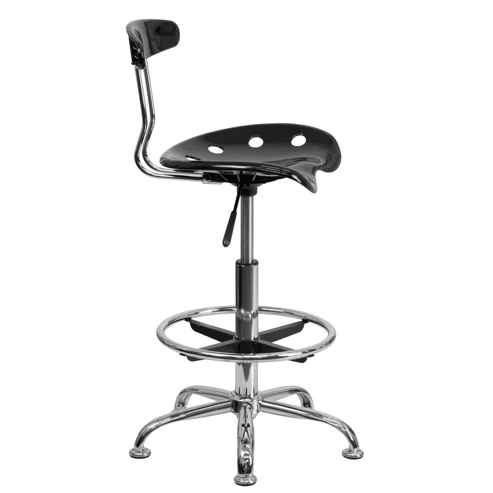Flash Furniture Vibrant Black And Chrome Drafting Stool With