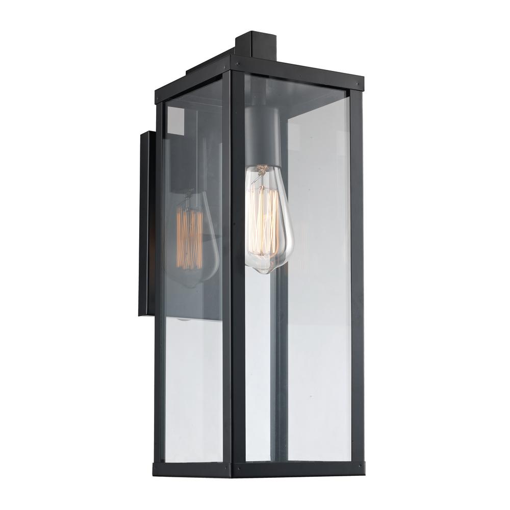 17.75 in. 1Light Black Outdoor Wall Lantern40751 BK The Home Depot
