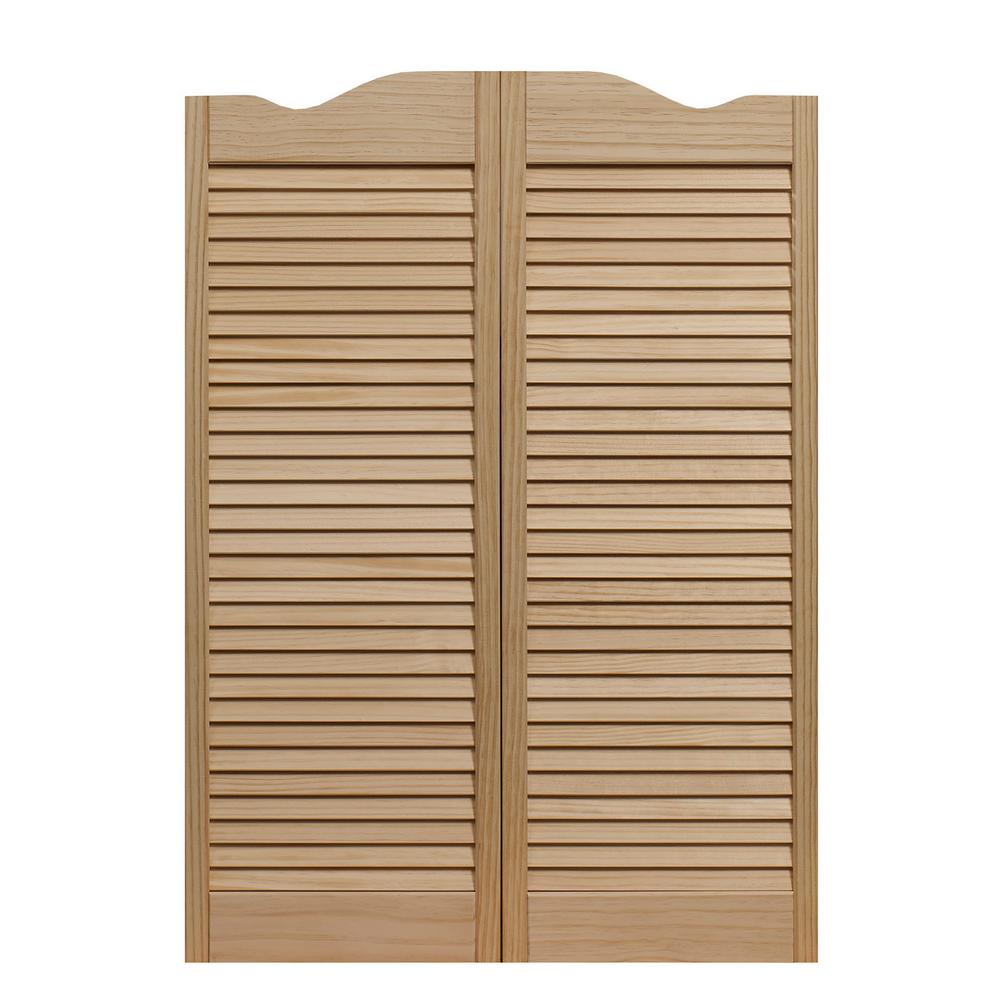 36 In X 42 In Dixieland Louvered Unfinished Pine Wood Cafe Door