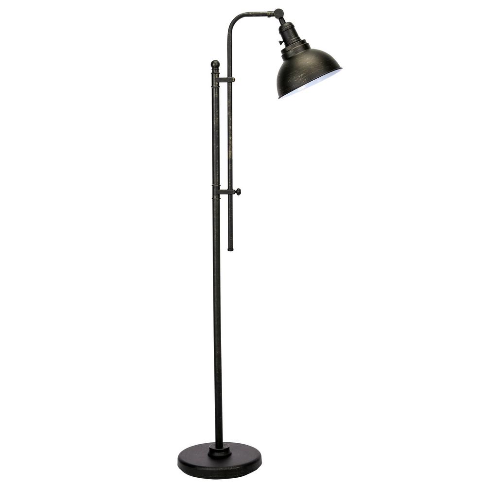 Merra 65 in. Adjustable Aged Bronze Industrial Floor Lamp with Metal