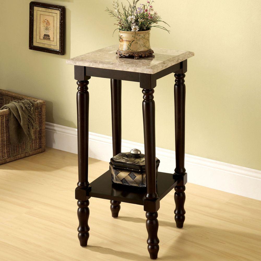 Worldwide Santa Clarita Dark Cherry Finish Marble Top Indoor