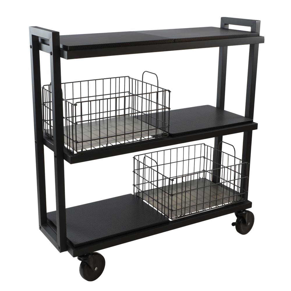3Tier Steel Cart System Wide in Black23350329 The Home Depot