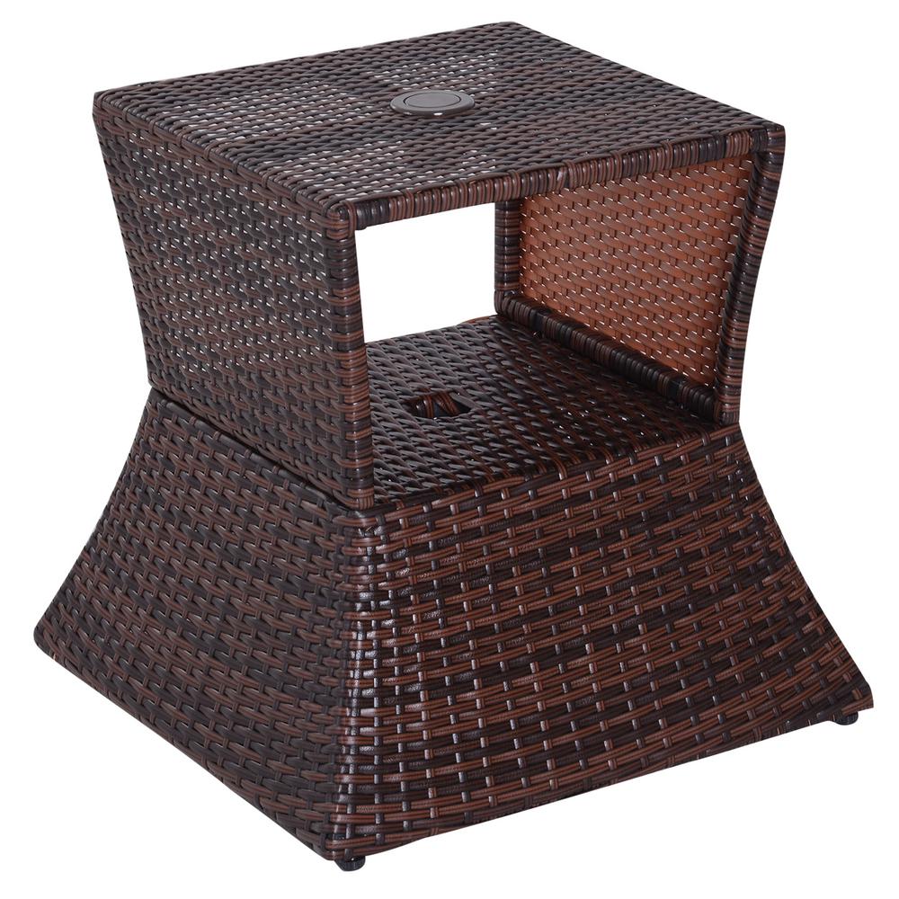 Outsunny PE Rattan Outdoor Patio Side Table with Weather-Resistant ...