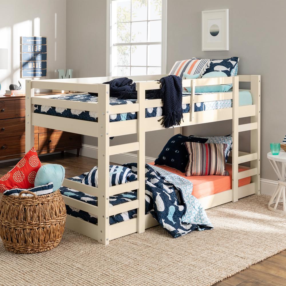 white low bunk beds