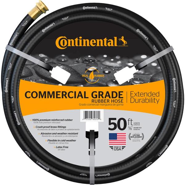 Continental Premium 5 8 In Dia X 50 Ft Commercial Grade Rubber Black Water Hose 20258074 The Home Depot