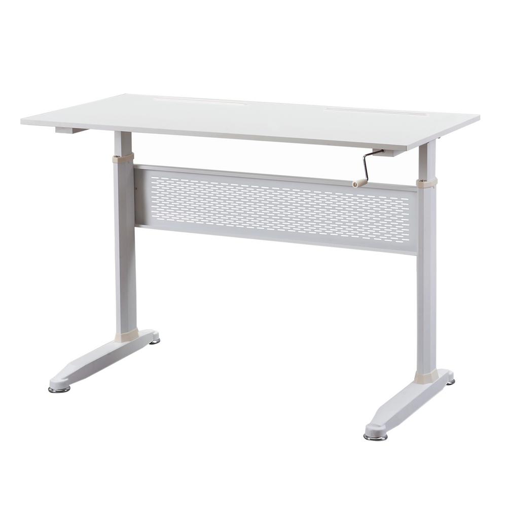 Merax 28 7 44 5 Height White Metal Standing Desk With Crank