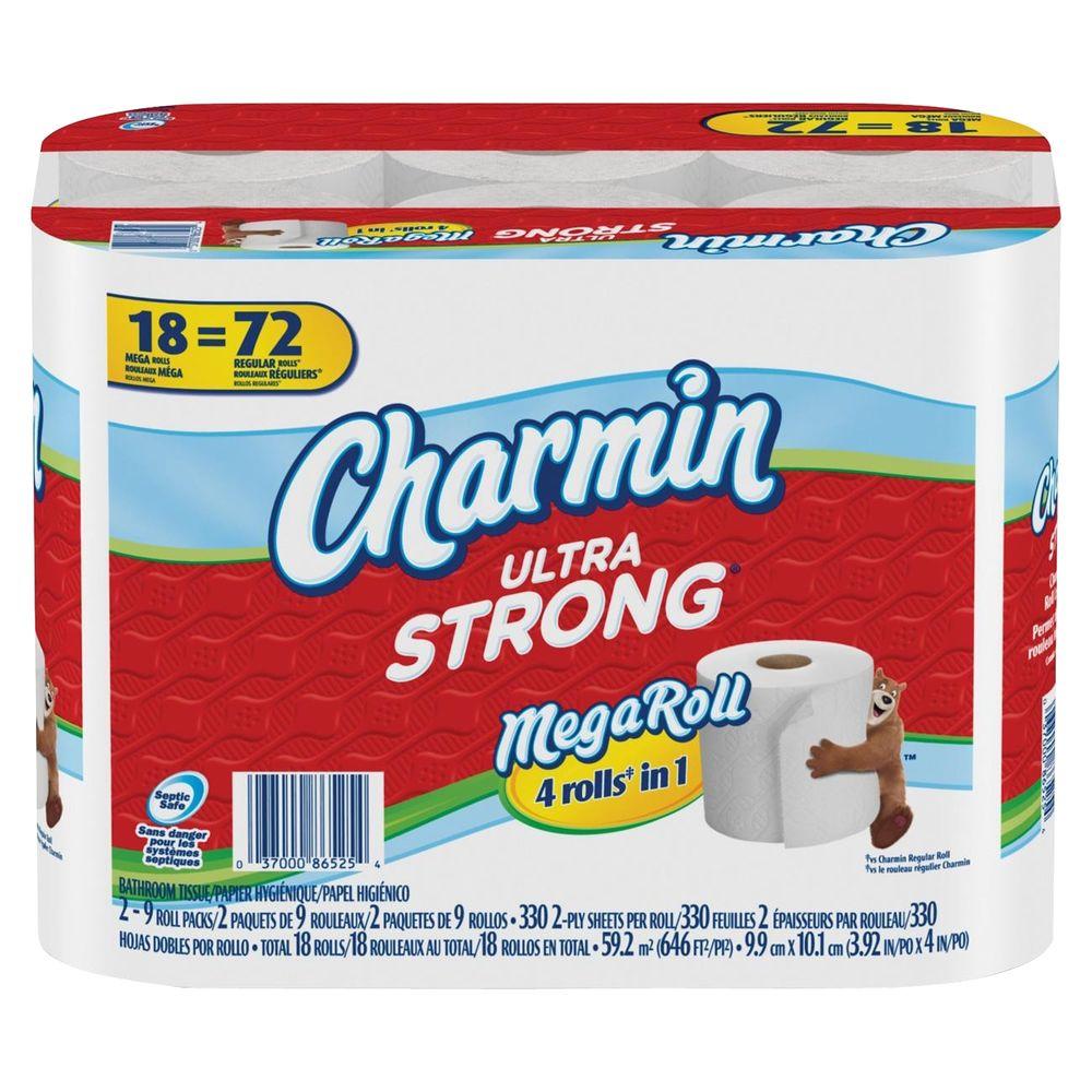 Charmin 3.88 in. x 4 in. Ultra Mega Roll Tissue 2-Ply (330 Sheets - 18 ...