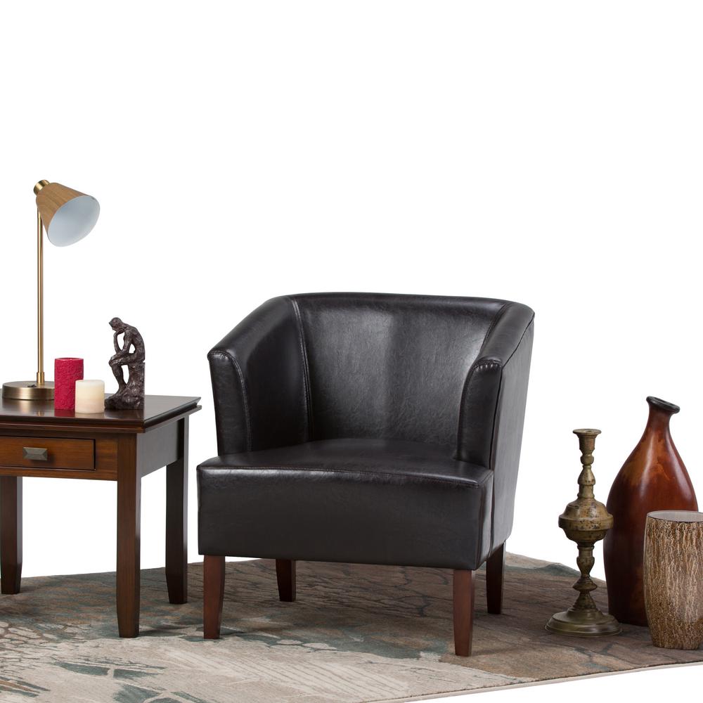 Simpli Home Longford Dark Brown Bonded Leather Arm ChairAXCTUB005DBR
