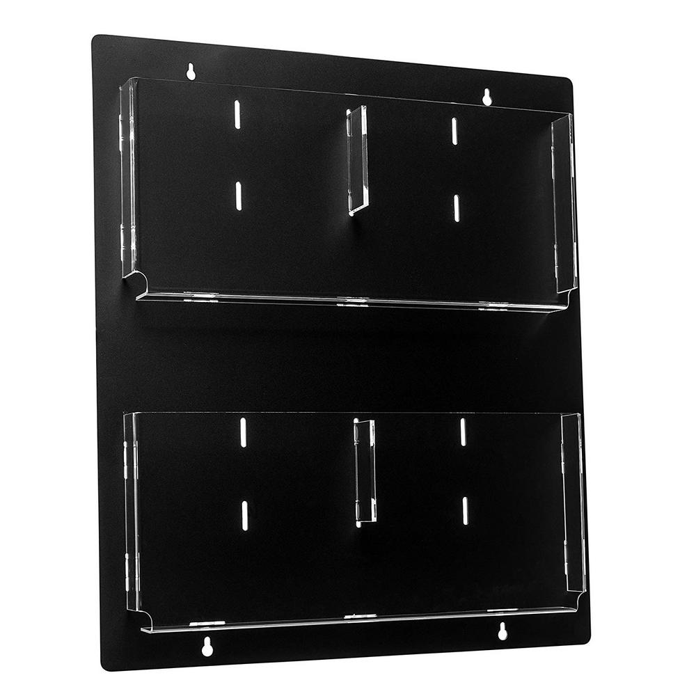 AdirOffice 30 in. x 20 in. Black Adjustable Pockets Clear Acrylic