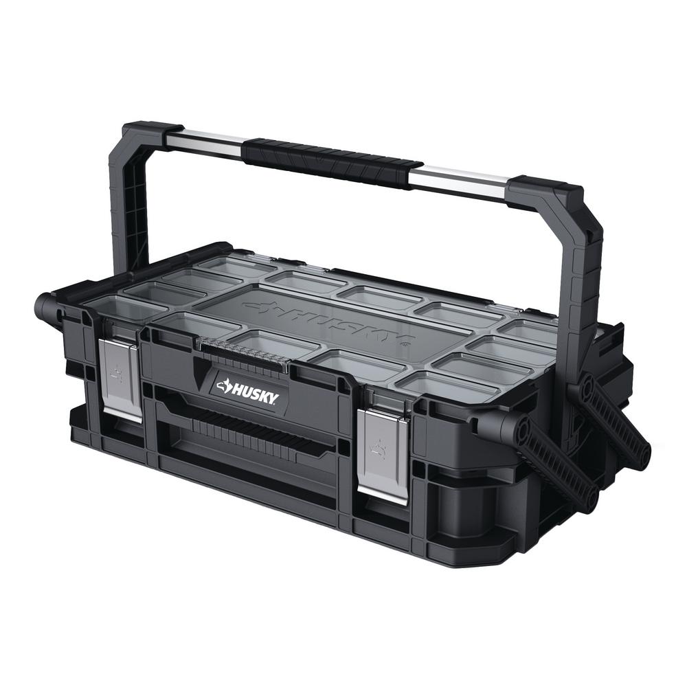 Husky 22 in. 22-Compartment Connect Cantilever Organizer for Small Parts Organizer, Black