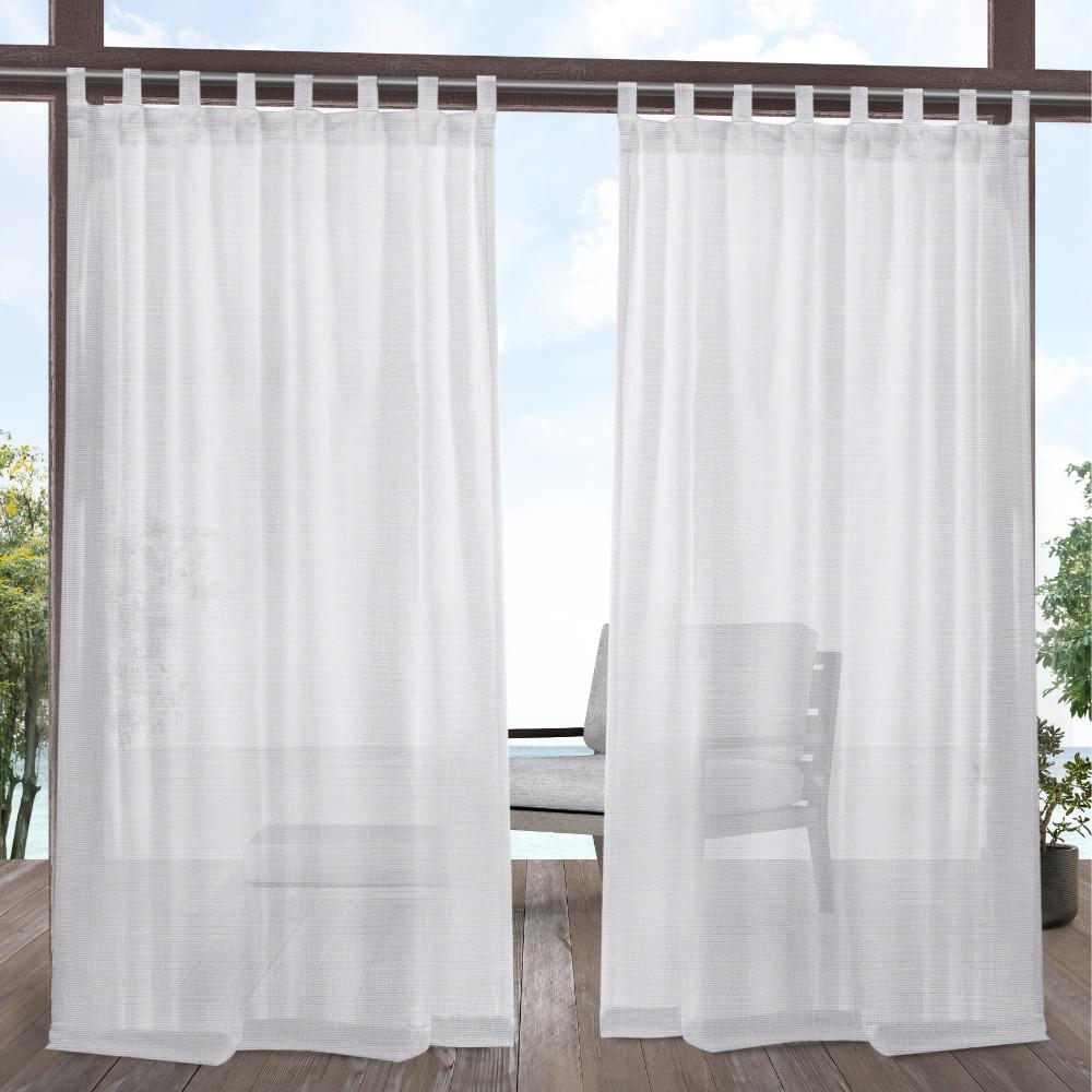 Exclusive Home Curtains Miami 54 in. W x 84 in. L Indoor Outdoor Tab Top Curtain Panel in White