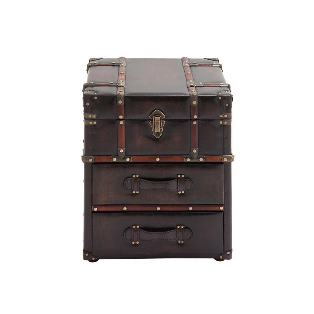 Espresso Brown Steamer Trunk Side Table 55748 The Home Depot