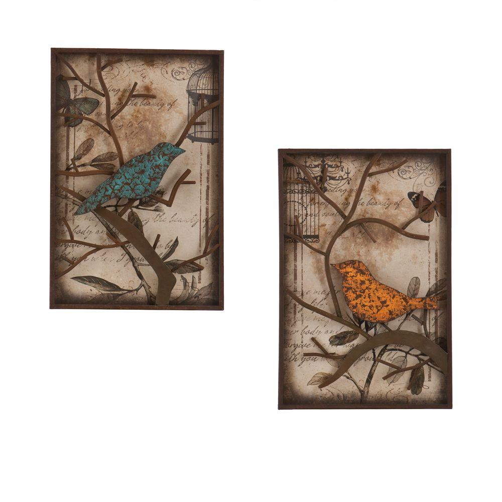 16 In X 24 Bird Decorative Wall Panel Set 2 Piece