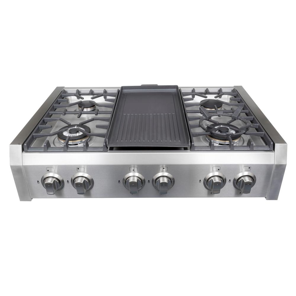 Cosmo 36 in. Gas Cooktop in Stainless Steel with 6 Burners-S9-6 - The Stainless Steel Gas Range Top
