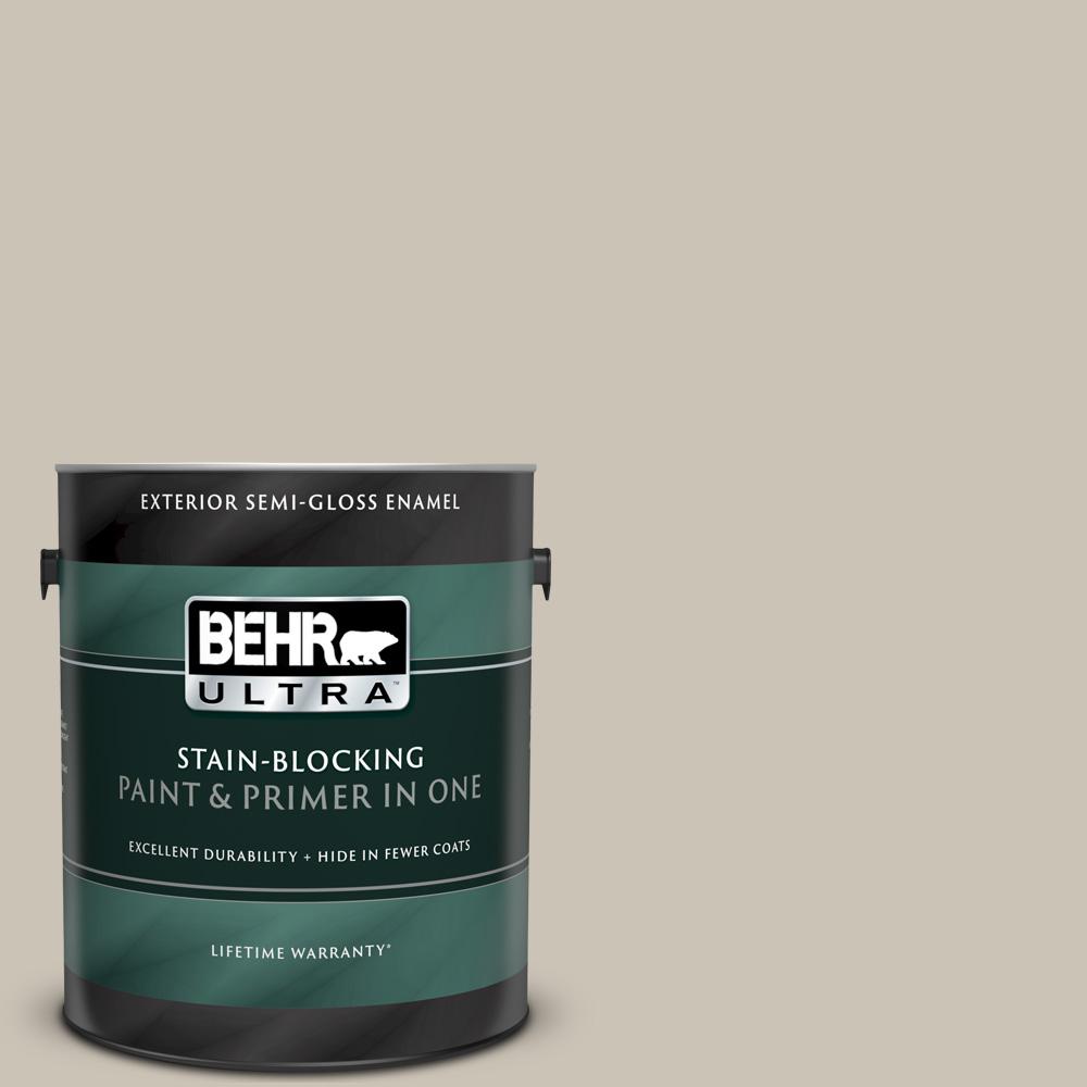 BEHR ULTRA 1 gal. PPU508 Sculptor Clay SemiGloss Enamel Exterior Paint and Primer in One