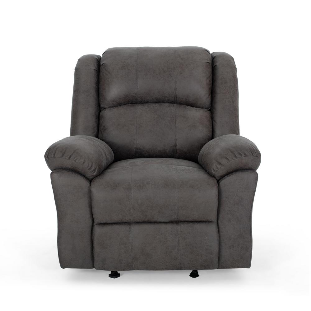 Noble House Kearney Traditional Slate Microfiber Glider Recliner with