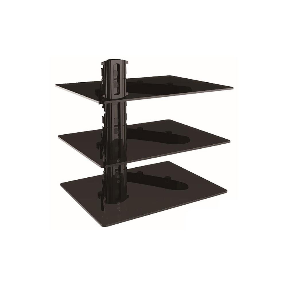 Emerald Triple Dvd Shelf Wall Mount With Tempered Glass 7004