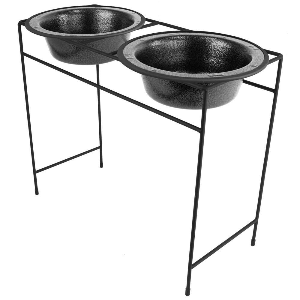 Platinum Pets 10 Cup Modern Double Diner Feeder with Dog Bowls, Silver Vein by Platinum Pets