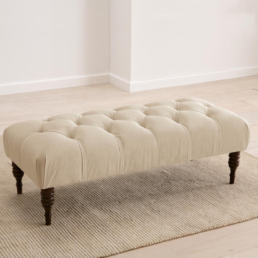 Skyline Furniture Velvet Pearl Tufted Bench 3025vlvprl The Home Depot
