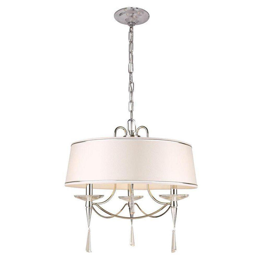Hampton Bay Halina Collection 3Light Chrome Drum Pendant21343018