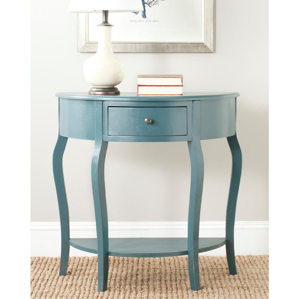 Safavieh Jan Demilune Slate Teal Storage Console Table AMH6569C The   Slate Teal Safavieh Console Tables Amh6569c 64 600 