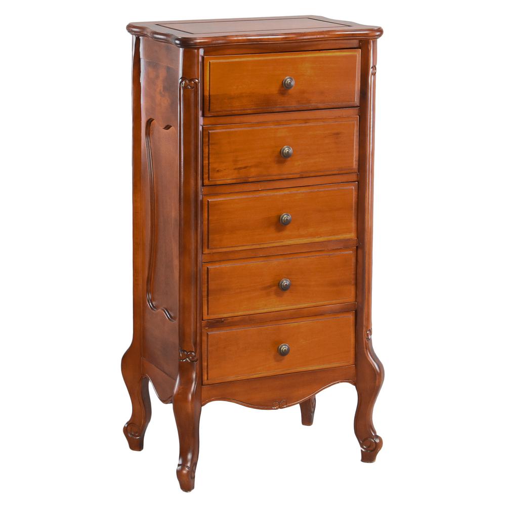 Hand Carved Brown Stained Wood 5 Drawer Dresser Zm 3815 St The