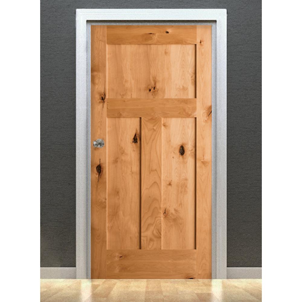 Krosswood Doors 28 In X 80 In Krosswood Craftsman 3 Panel Shaker Solid Wood Core Rustic Knotty Alder Single Prehung Interior Door