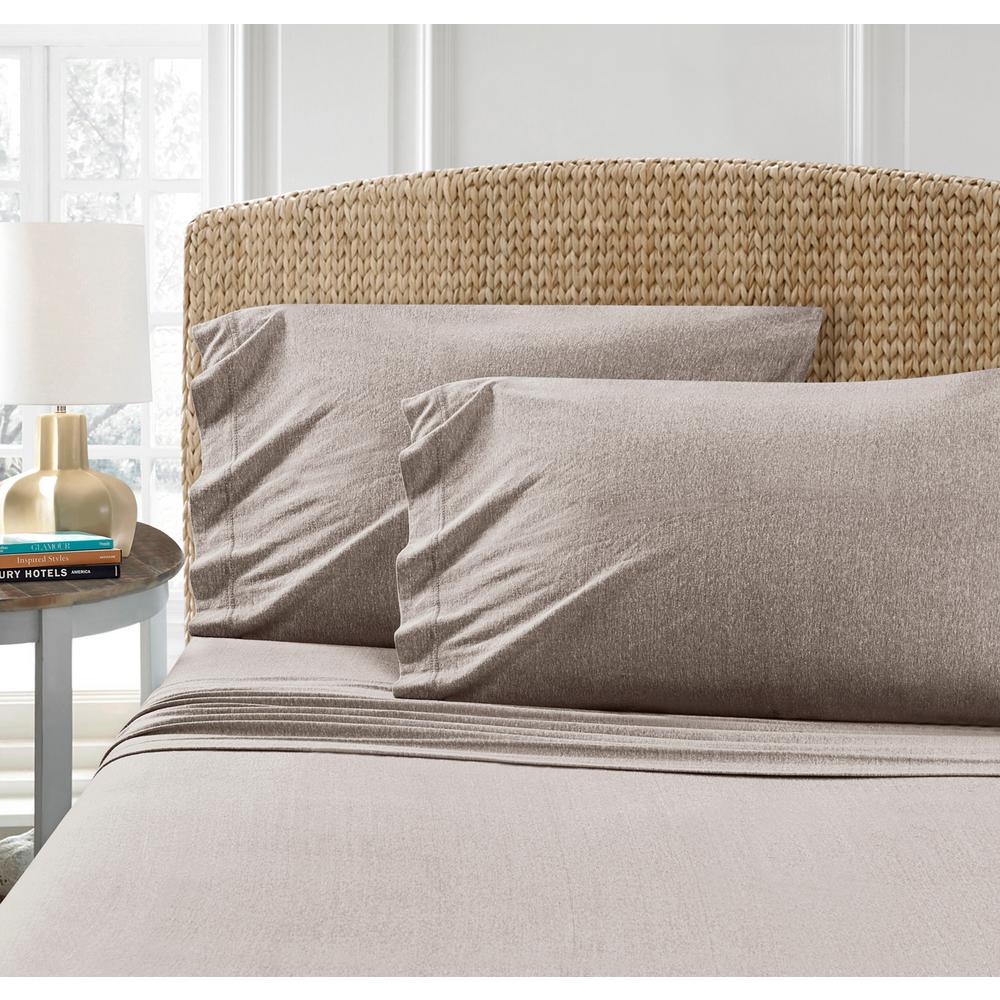 Heather Taupe Jersey Xl Twin Sheet Set M589669 The Home Depot Heather Taupe Jersey Xl Twin Sheet Set
