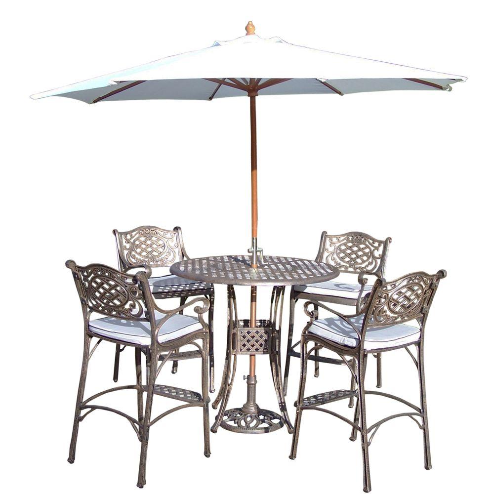 Oakland Living Elite Cast Aluminum 7 Piece Round Patio Bar Height