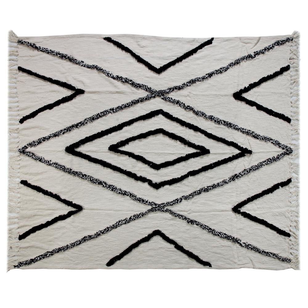 LR Resources Geometric Aztec Fringed Natural Navy Decorative Cotton Throw Blanket THROW80145NNV4250 The Home Depot
