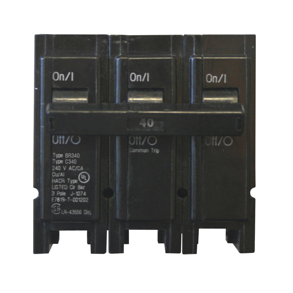 WARRANTY SQUARE D QO340 40 AMP 3 POLE 240 VOLT CIRCUIT BREAKER BLACK