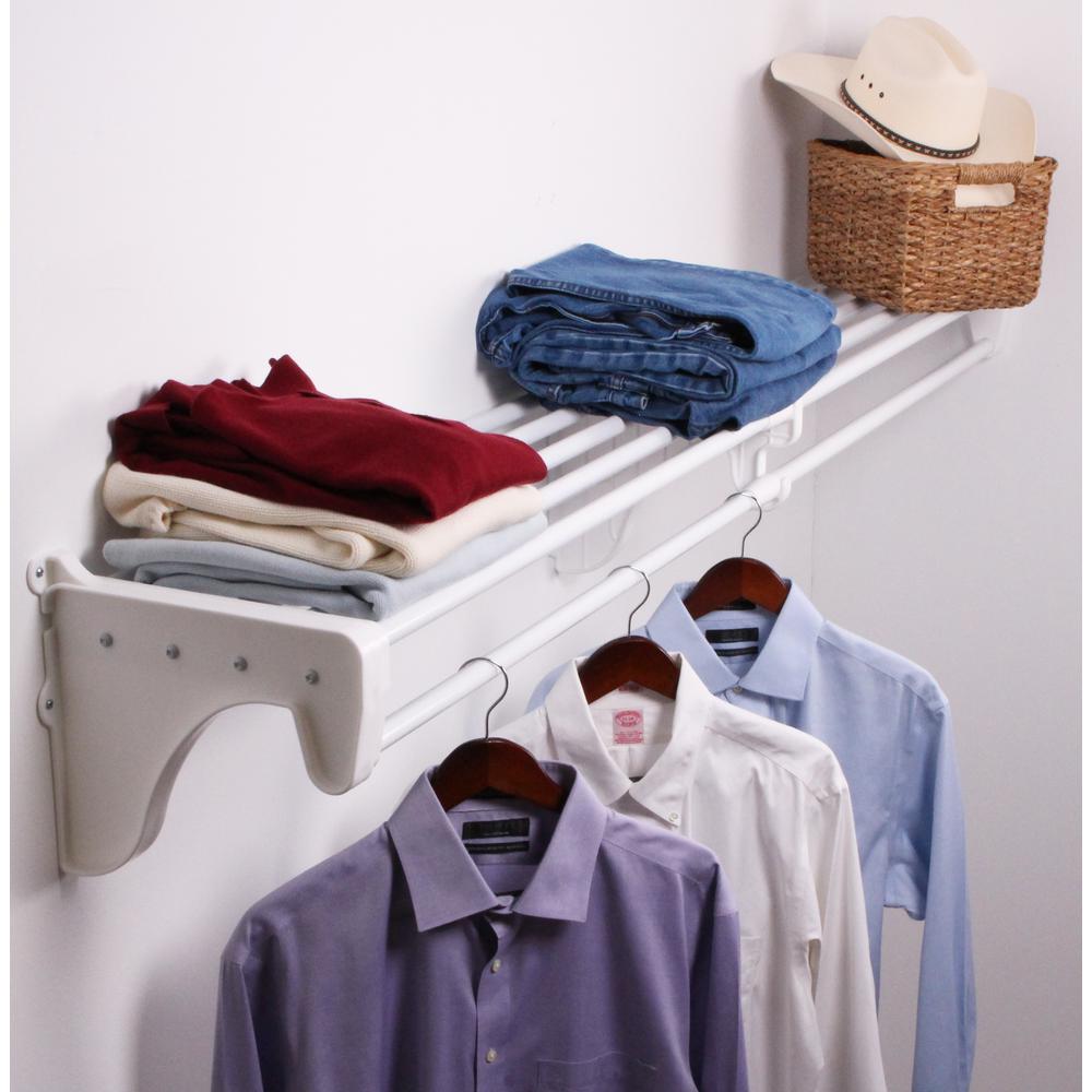 Ez Shelf Expandable Diy Closet Rod 30 In 50 W White Mounts To Back Wall With 2 End Brackets Wire System Ezs Scrw48 1 The Home Depot - Wall Mount Shelf With Rod Ez Shelf Expandable Diy Closet Rod 30 In 50 W White Mounts To Back Wall With 2 End Brackets Wire System Ezs Scrw48 1 The Home Depot - Wall Mount Shelf With Rod