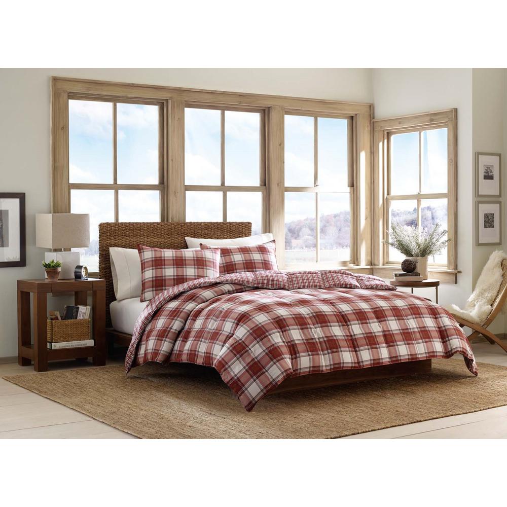 3 Piece Red King Duvet Cover Set Plaid Bedding Linen Bedroom